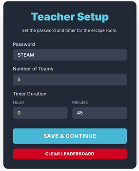 Escape room timer