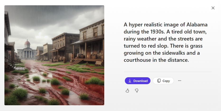AI generated image of Maycomb from To Kill A Mockingbird